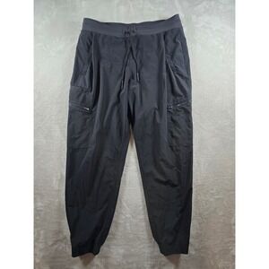 Athleta Venture Pant Women Sz 14 Black Cargo Jogger Drawstring Athleisure 566665